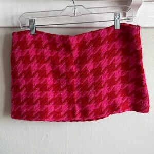Red and pink houndstooth, micro mini skirt topshop